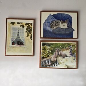 Cat Art Postcard Set of 3 Copper Framed Cottagecore Pavilion Books